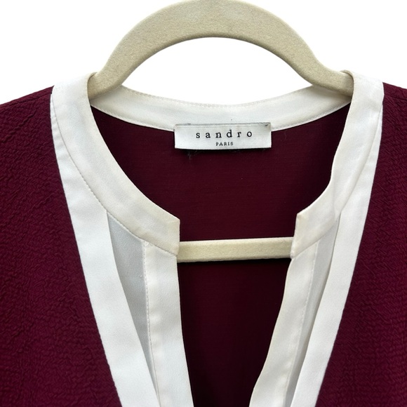 Sandro Raquel Shift Dress SMALL Burgundy Academia Preppy - Picture 8 of 13